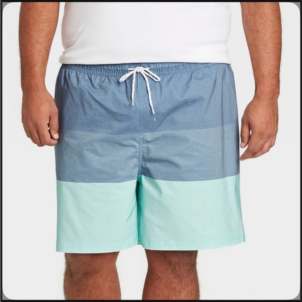 New Goodfellow Men's Blue and Mint Board Shorts